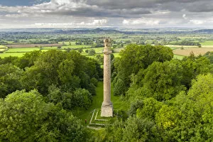 Images Dated 16th July 2021: Aerial view of the 33 metre Admiral Hood Monument overlooking the Somerset Levels near