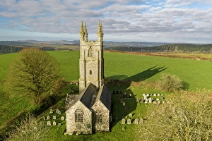 Mavic Prints: Aerial view of All Saints Church in the Parish of Dunterton, West Devon, England