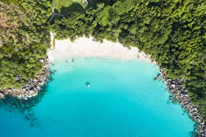 Praslin Prints: Aerial view of Anse Georgette, Praslin island, Seychelles, Africa