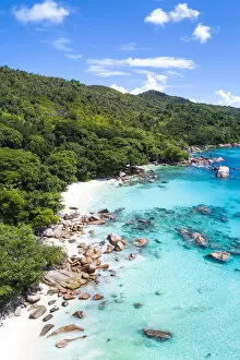 Images Dated 9th October 2018: Aerial view of Anse Lazio beach. Praslin island, Seychelles, Africa