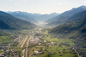 Aosta Prints: Aerial view of Aosta city, Aosta Valley, Italy, Europe