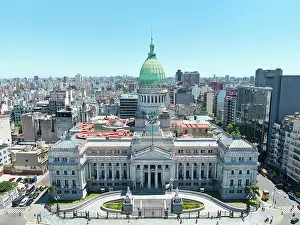 Buenos Aires Prints: Aerial view of the Argentine National Congress, Monserrat, Buenos Aires, Argentina