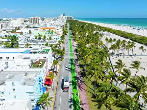 Pastel Prints: Aerial View, Art Deco District and Lummus Park Ocean Drive