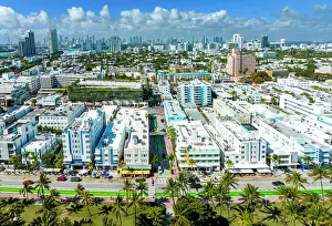 Pastel Prints: Aerial View, Art Deco District and Lummus Park Ocean Drive