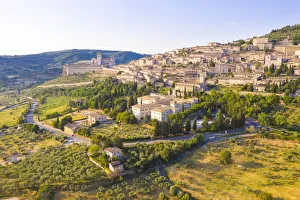 Assisi Prints: Aerial view of Assisi, Perugia province, Umbria, Italy, Europe