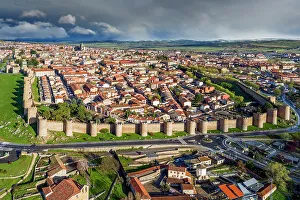 Townscape Prints: Aerial view of Avila, Castile and Leon, Spain