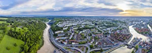 Aerial view over the Avon Gorge, Clifton, Hotwells and city centre, Bristol, England