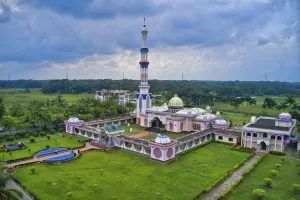 Aerial view of Baitul Aman Jame Masjid, a beautiful islamic mosque complex in Wazirpur Aerial view of Baitul Aman Jame Masjid, a beautiful islamic mosque complex in Wazirpur