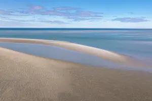 Coastal Landscape Prints: Aerial view of beach patterns at low tide