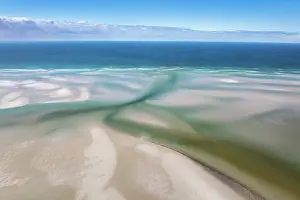 Coastal Landscape Prints: Aerial view of beach patterns at low tide