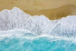 Aerial view of beach and waves. Lefkada, Ionian Islands region, Greece