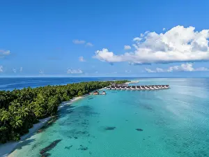 Atoll Prints: Aerial view of a beautiful tropical island in the Indian Ocean