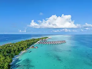 Wave Prints: Aerial view of a beautiful tropical island in the Indian Ocean