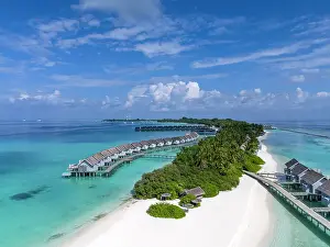 Atoll Prints: Aerial view of a beautiful tropical island in the Indian Ocean