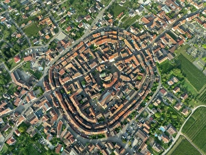 Alsace Prints: Aerial view of most beautiful village Eguisheim in Alsace, France