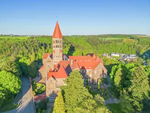 Luxembourg Prints: Aerial view at Benedictine Abbey of St