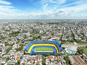 Buenos Aires Prints: Aerial view of the Bombonera Stadium of the Boca Juniors football team