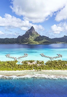 Matteo Colombo Collection: Aerial view of Bora Bora island with Intercontinental resort, French Polynesia
