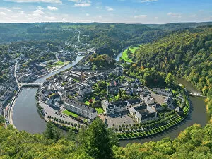 Images Dated 20th January 2023: Aerial view at Bouillon with river Semois and castle, Ardennes, Wallonia, Province Luxembourg