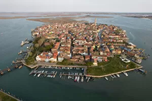 Images Dated 17th May 2022: Aerial view of Burano, Venice, Veneto, Italy, Europe