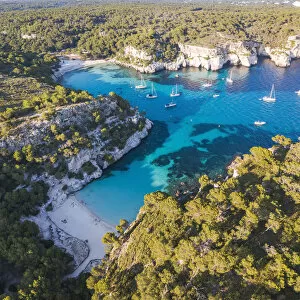 Images Dated 22nd June 2018: Aerial view of Cala Macarella and Cala Macarelleta, Menorca, Balearic Islands, Spain