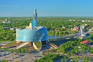 Aerial view of the Canadian Museum for Human Rights (CMHR), Winnipeg, Manitoba, Canada