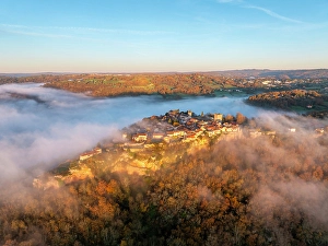 Occitanie Prints: Aerial view of Capdenac Haut, Lot, Occitanie, France