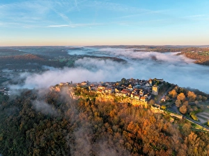 Occitanie Prints: Aerial view of Capdenac Haut, Lot, Occitanie, France