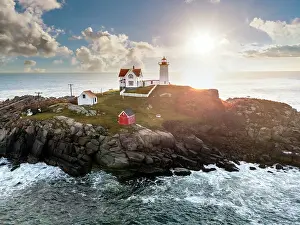Rugged Prints: Aerial View Cape Neddick Lighthouse also called Nubble Lighthouse