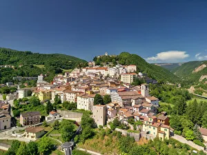 Umbria Prints: Aerial View over Cascia, Umbria, Italy