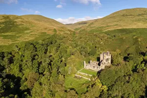 September Prints: Aerial view of Castle Campbell near Dollar in Clackmannanshire