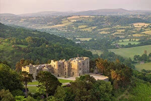 Images Dated 12th June 2023: Aerial view of Castle Drogo at dawn on a summer morning, Dartmoor National Park, Devon, England
