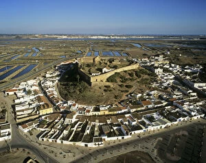 Aerial Photo Gallery: Aerial view of Castro Marim and the 13th century castle, Algarve, Portugal