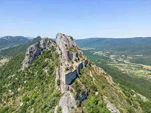 Images Dated 12th December 2022: Aerial view at Catharian Castle Peyrepertuse, Duilhac-sous-Peyrepertuse, Aude