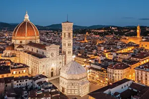 Firenze Prints: Aerial view of the Cathedral of Santa Maria del Fiore. Florence, Tuscany, Italy