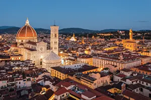 Dome Prints: Aerial view of the Cathedral of Santa Maria del Fiore. Florence, Tuscany, Italy