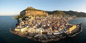 Cefalu Prints: Aerial view of Cefalu, Sicily, Italy