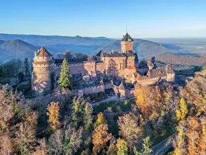 Grand Est Prints: Aerial view at the Chateau du Haut-Konigsbourg