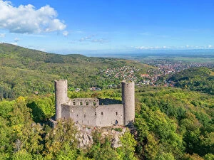 Images Dated 30th November 2022: Aerial view at Chateau de Haut-Andlau, Andlau, Bas-Rhin, Alsace, Alsace-Champagne-Ardenne-Lorraine