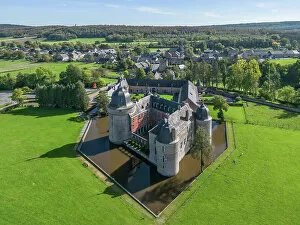 Images Dated 20th January 2023: Aerial view at Chateau de Lavaux-Sainte-Anne near Rochefort, Ardennes, Wallonia, Province Namur