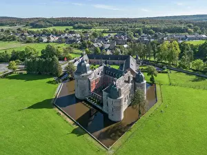 Belgium Prints: Aerial view at Chateau de Lavaux-Sainte-Anne near Rochefort