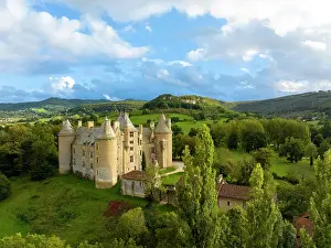 Occitanie Prints: Aerial view of the chateau de Montal, Lot, Occitanie, France