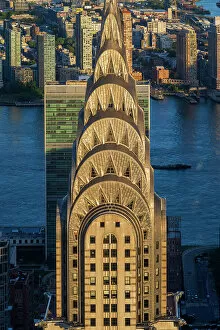 Images Dated 28th September 2022: Aerial view of Chrysler Building at sunset, Manhattan, New York, USA