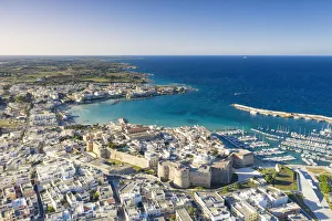 aerial view of the city center of Otranto in summer time