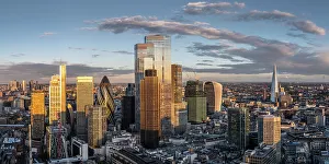 The Shard Prints: Aerial view of city of London, England, UK