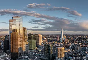 The Shard Prints: Aerial view of city of London, England, UK