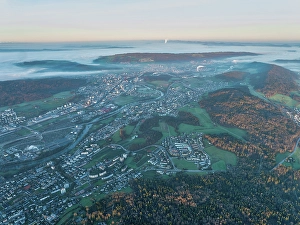 Amazing Prints: Aerial view of the city of Zurich in the winter morning, Switzerland