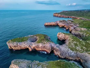 Asturias Prints: Aerial View of Coastline, Asturias, Northern Spain