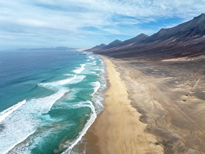 West Europe Prints: Aerial view of Cofete beach, Fuerteventura, Canary Islands, Spain