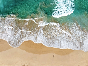 2 People Prints: Aerial view of Cofete beach, Fuerteventura, Canary Islands, Spain